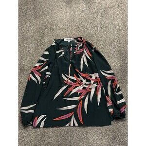 Diane Von Furstenberg DVF Long Sleeve Pattern Top Green Size 6